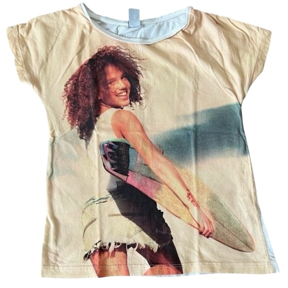 Zara Kids Bundle 3 Graphic T-Shirts Girls 5-6 Leopard Fringe Tropical Portrait - Picture 4 of 7